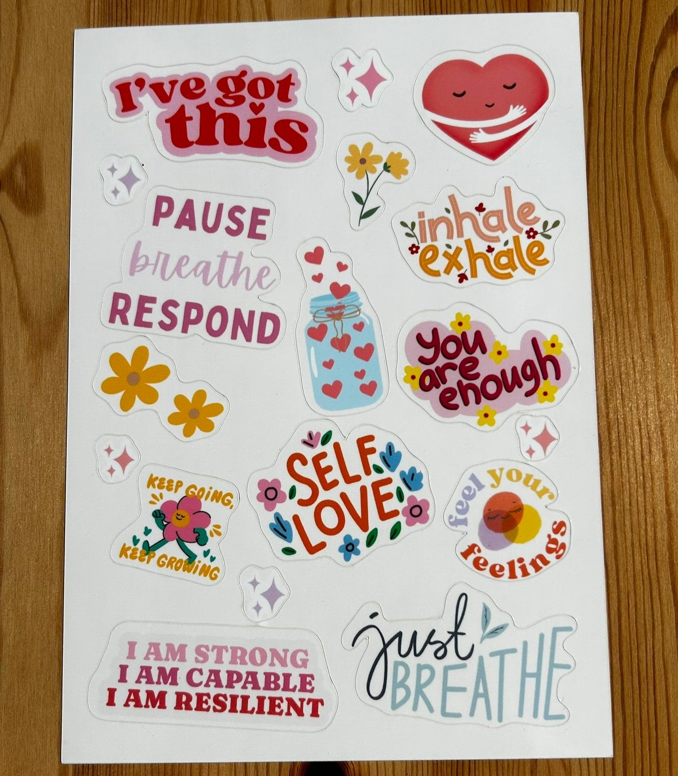 Self-Love Affirmations Sticker Sheet